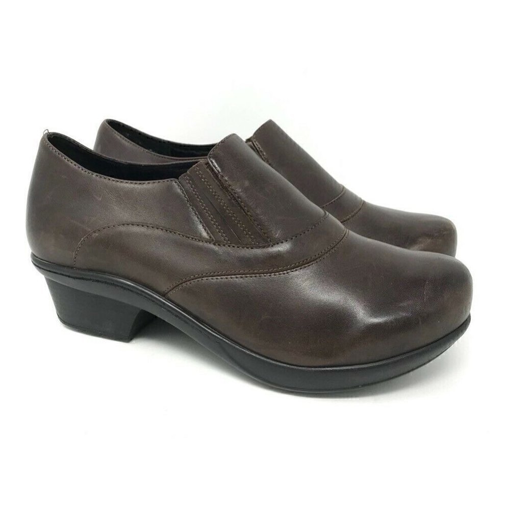 Abeo Colbie Clogs Brown Slip Resistant Leather 7.5
